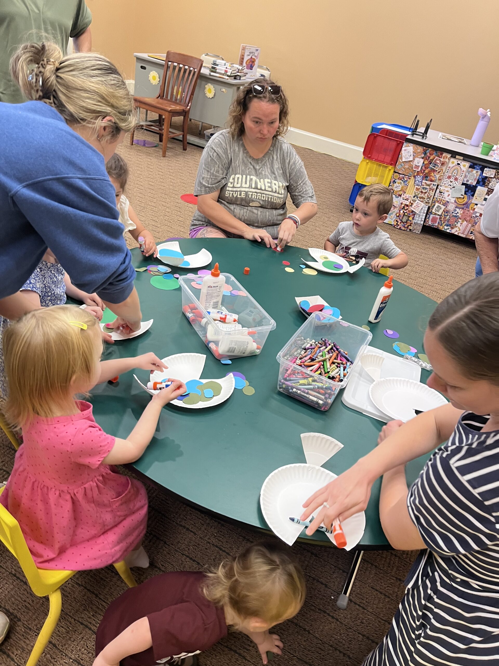 Children participating in a library story time