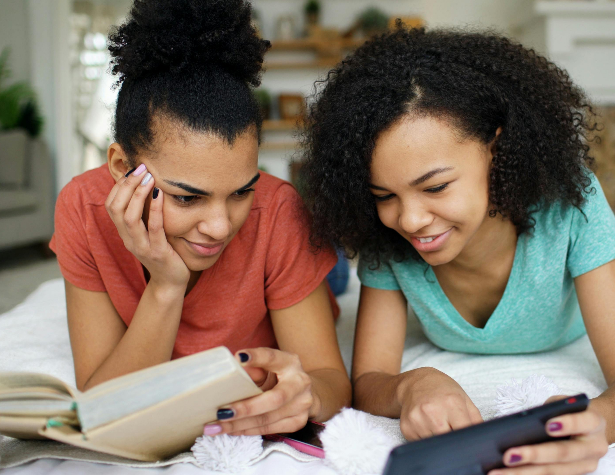 Teenager reading a book
